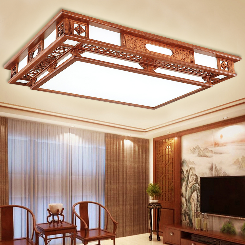 中式红木客厅灯长方形实木