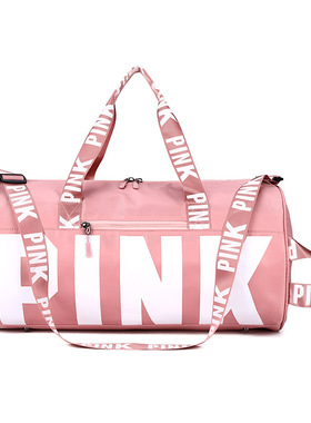 Letter Pink Travel Bag Female Fitness Training Duffle Bag fo