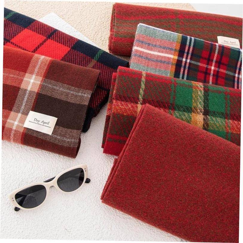 Christmas Red checkered scarf Womens warm scarf and shawl