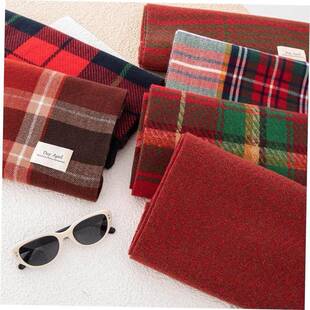 Christmas Red checkered scarf Womens warm scarf and shawl