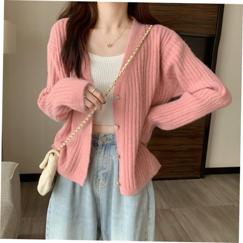 2022 lazy cardigan net red sweater women loose Korean short