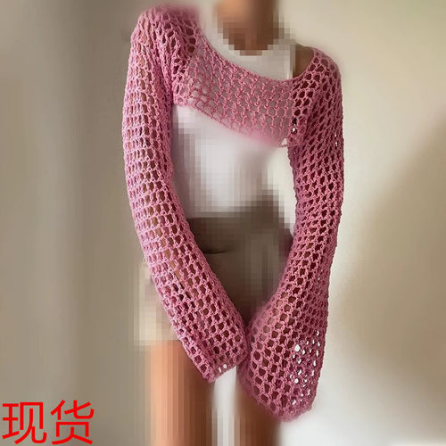 Sexy European And American Hollow Sweater Solid Color Round