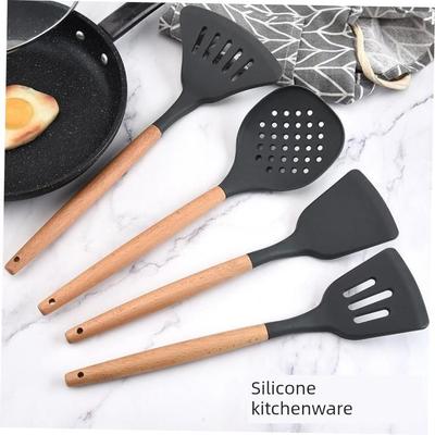 Creative silicone spatula wooden handle non-stick pot spatul
