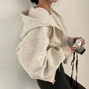 Sweatshirt 2023 Autumn Women Korean Hooded Winter Long Solid