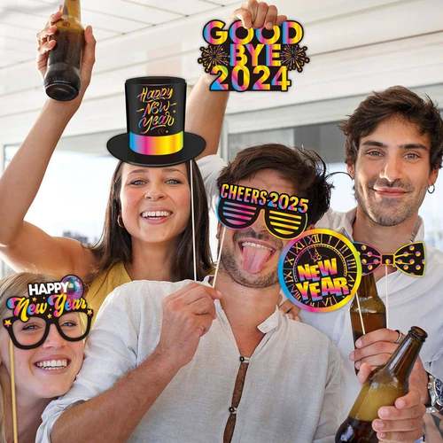 Happy New Year Paper Glasses 2025 Eyeglasses Frame Photo Boo
