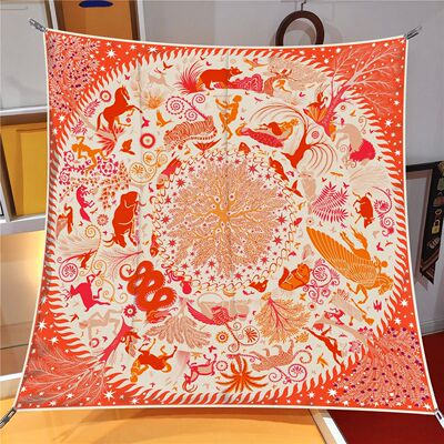 90cm Animal Horse Twill Silk Scarf Fashion Shawl Luxury Bran