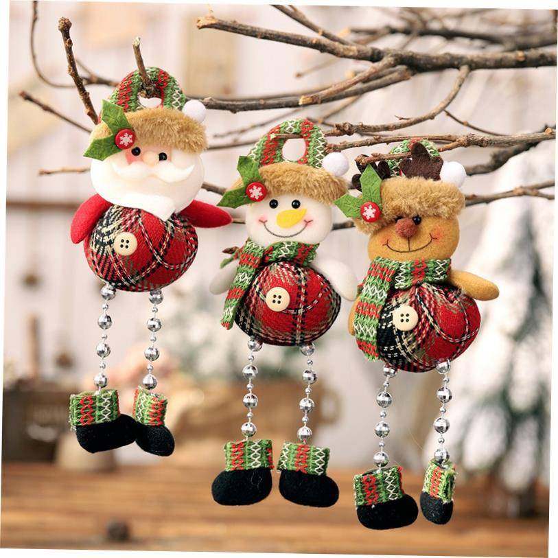 New Year Cute Santa Claus Snowman Dolls Christmas Tree Deco