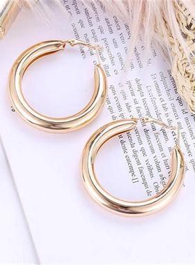 Personality 50 MM Big Gold Hoops Earrings Minimalist Thick T