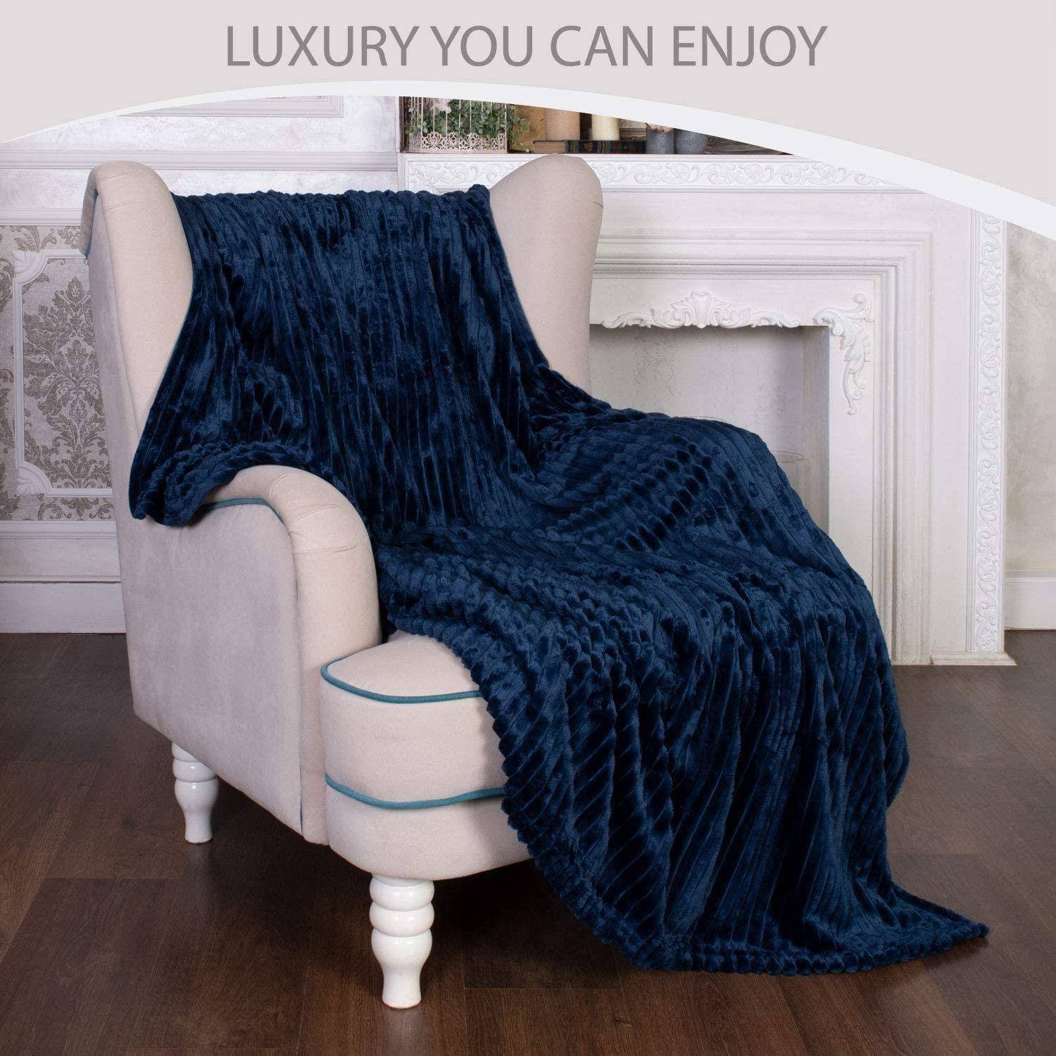 Throw Blanket for Couch Plush Fluffy Warm Cozy法兰绒毯子加厚