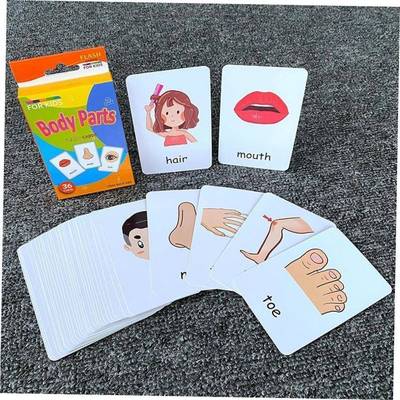 36pcs Flashcards Kds Montessor Baby Learn Englsh Word Car