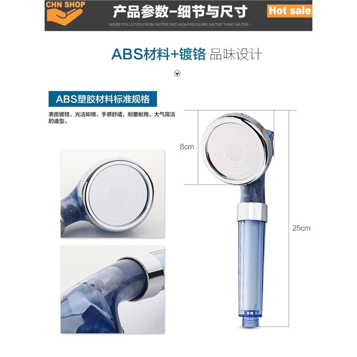 Shower head purification filter element power showerhead