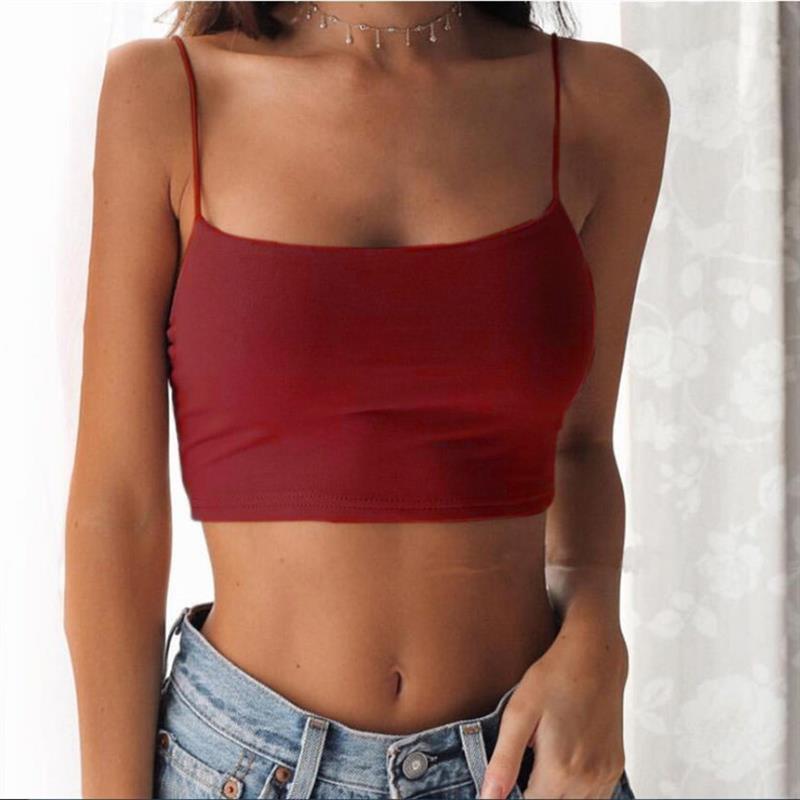 Sexy Tank Top Black Halter Crop Tops Women Summer Camis Back