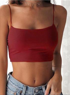 Sexy Tank Top Black Halter Crop Tops Women Summer Camis Back