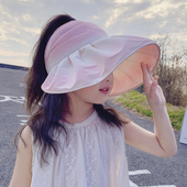 儿童防晒帽女孩春夏季 渐变空顶帽宝宝遮阳帽子潮 防紫外线女童韩版