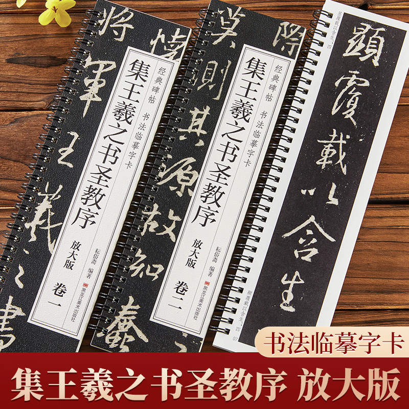共两卷集王羲之圣教序放大版经典碑帖书法临摹字卡近距离高清临帖卡怀仁集原帖成人初学者入门行书毛笔书法字帖