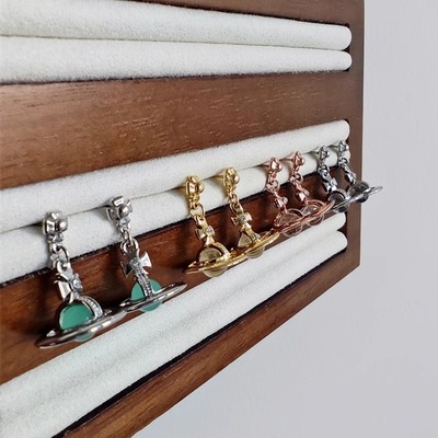 土星十字6MM绿色立体耳环小号