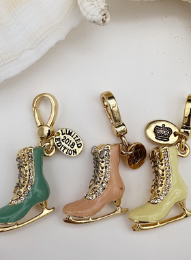 时尚可爱 蓝粉黄色 划冰鞋 吊坠--J8132-133-134