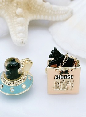 时尚可爱 粉袋装小狗 飞船小狗狗  吊坠--J8049-J8117