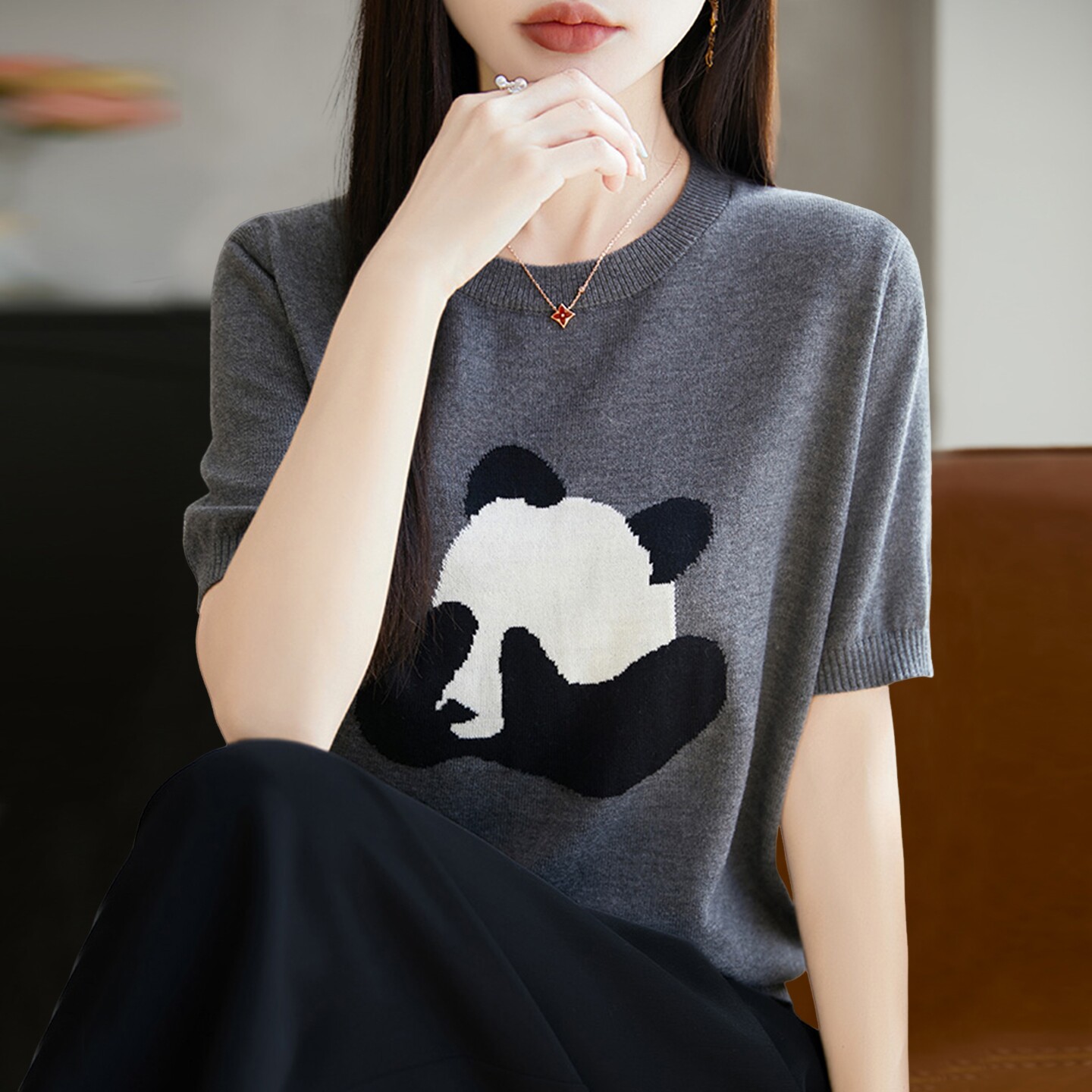 时尚蝴蝶短袖t恤女夏季打底衫洋气大码女装冰丝针织上衣