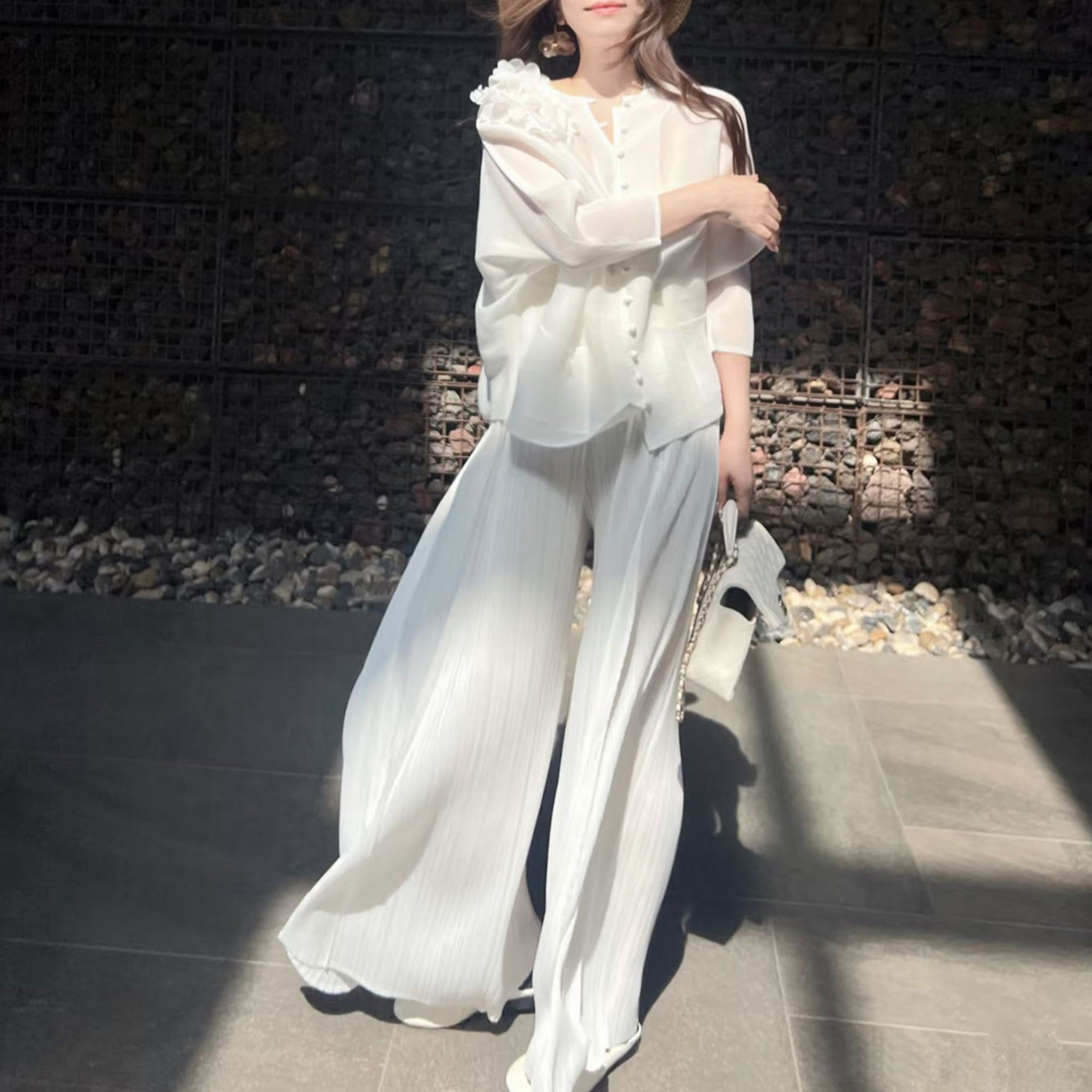 三宅时尚套装两件套直播爆款轻薄款透气新中式气质女装穿搭一整套