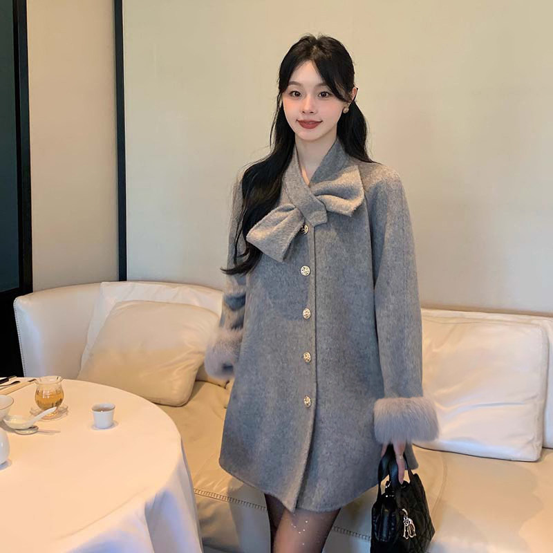 法式气质名媛毛呢大衣女秋冬2026新款高级感中长款