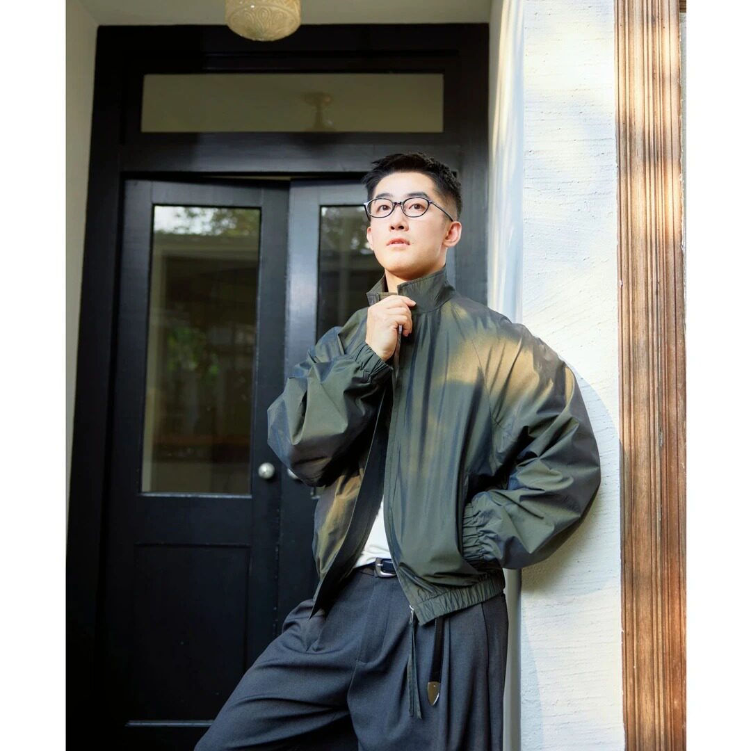 博衣社珠光幻彩风衣夹克男士休闲宽松立领短款外套