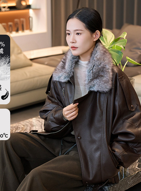 黛芙迪恩2025冬款翻毛领皮羽绒服女保暖气质百搭短款外套85353