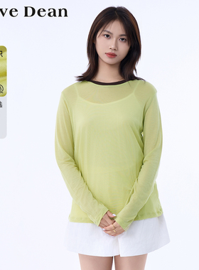 【商场同款】黛芙迪恩圆领薄款防晒长袖t恤女上衣2024夏新款11668