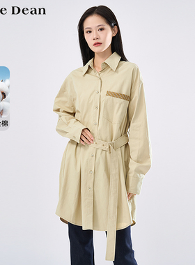 【商场同款】黛芙迪恩纯色系带衬衫连衣裙子女2024秋季新款 11732