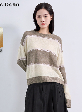 【商场同款】黛芙迪恩莱赛尔条纹针织毛衣女上衣2024秋新款 11706