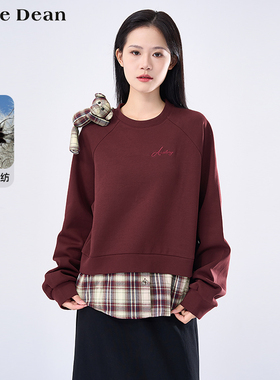 【商场同款】黛芙迪恩立体装饰时尚卫衣假两件女2024秋新款 11659