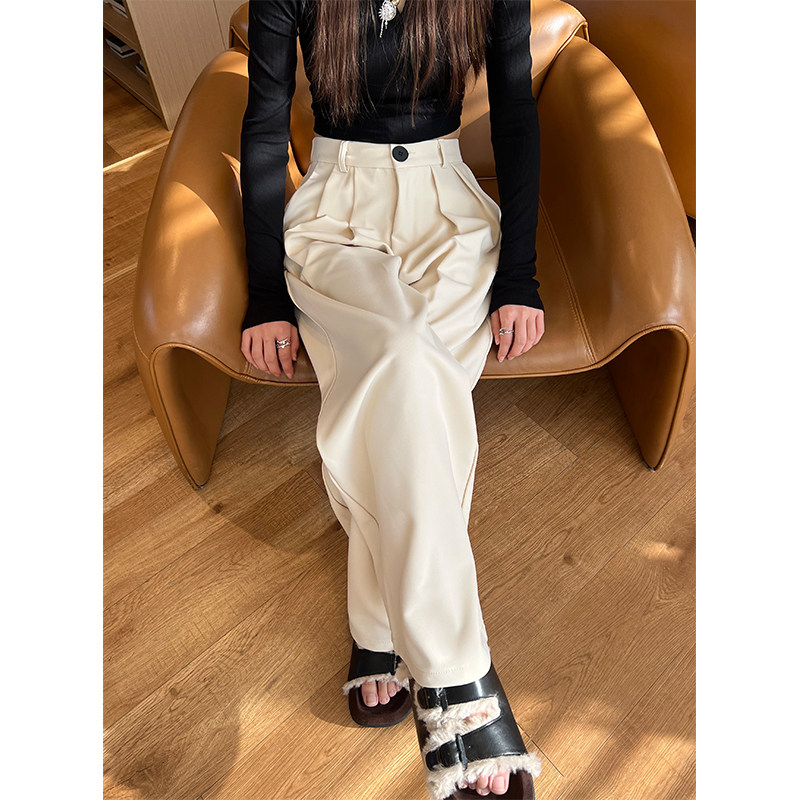 白色阔腿裤女春秋夏2024新款垂感显瘦拖地裤高级感直筒裤