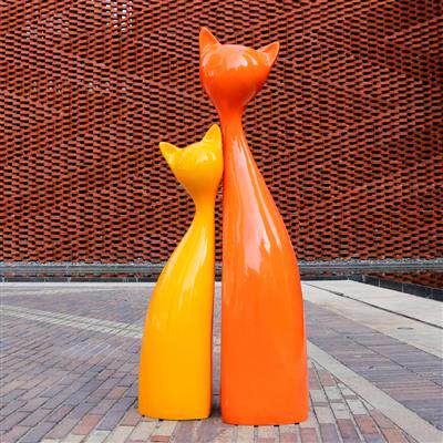 玻璃钢抽象c猫雕塑卡通饰咪大摆场商件门口美陈动物落地景观装猫