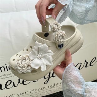 泡芙花束 洞洞鞋配饰立体爆款适配crocs鞋花饰品配件骨白立体鞋扣
