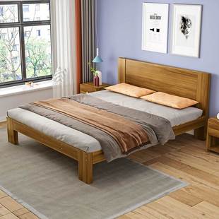 实木床1.5米简易双人床现代简约经济型1.8m出租房北欧1.2单人木床