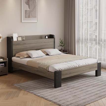 实木床现代简约1.8米双人床主卧经济1.5双人床出租房1.2米单人床