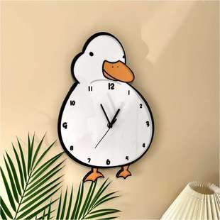 饰挂钟时钟 卡通创意个性 可爱鸭子静音挂墙钟表幼儿园客厅店铺装