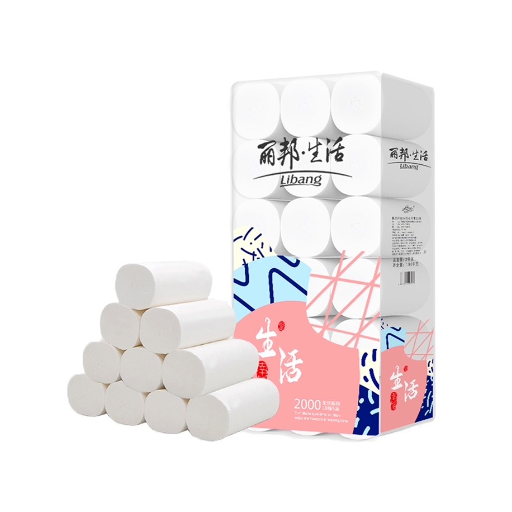 包邮 丽邦 无芯卷纸 生活5层18卷2000g 家用实惠装卫生纸