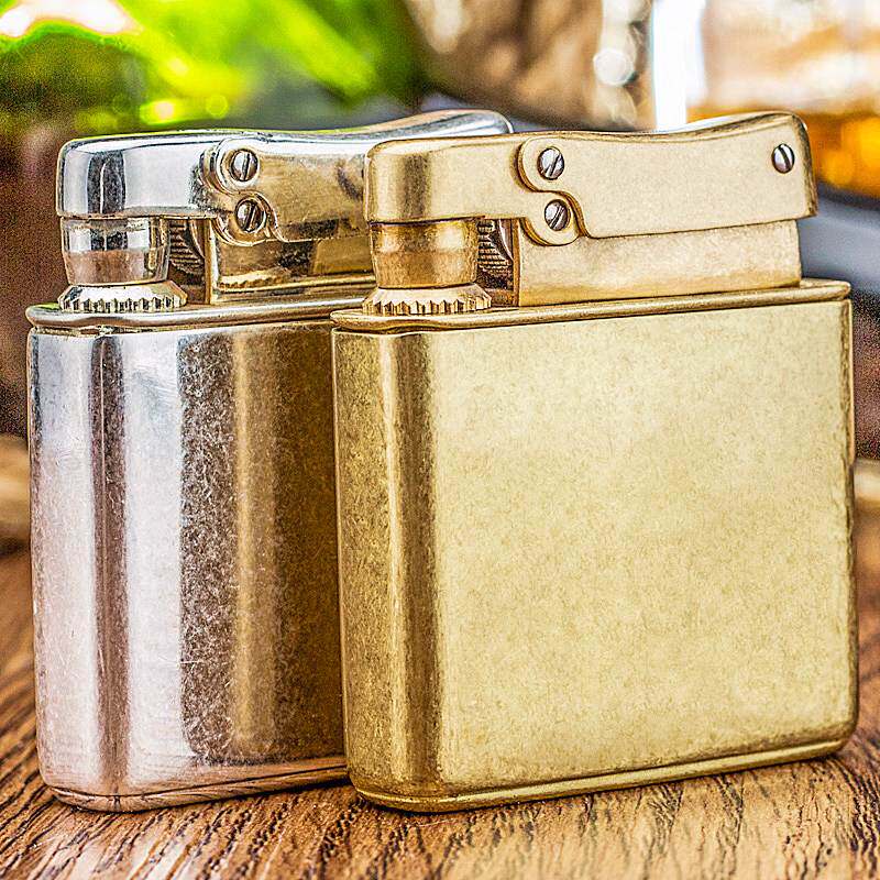 promis百诺纯铜煤油打火机 按压式自动点货砂轮老式创意奇特火机