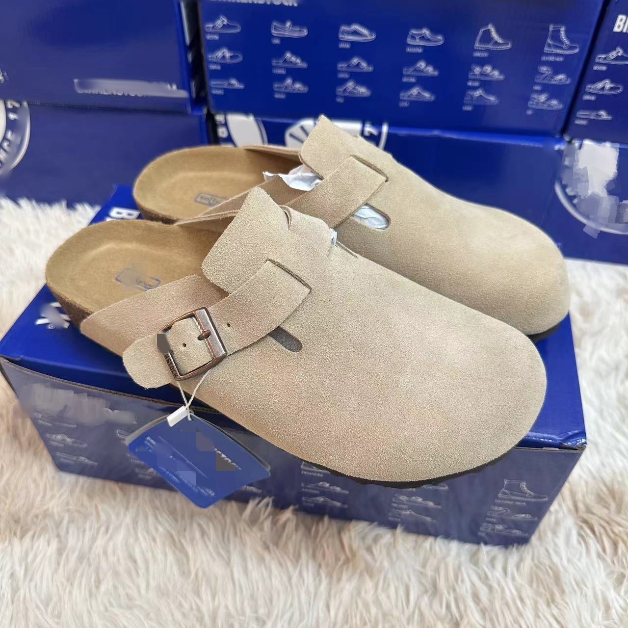 thumbnail for Birkenstock slippers, toe toe, semi-slippers, unisex, wear leather cork sandals, casual retro