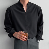 新款 男士 宽松套头冰丝衬衫 hantempo设计感2025春夏季 长袖 百搭衬衣