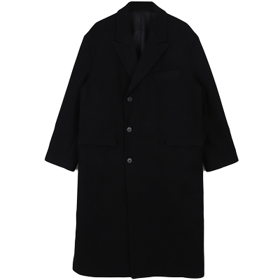 hantempo长款过膝毛呢大衣料冬季