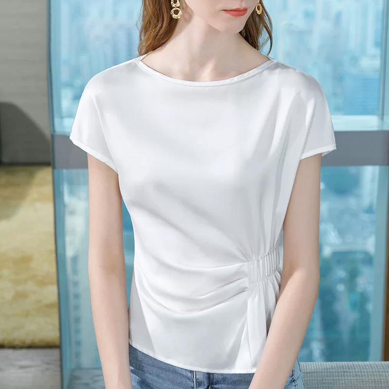 Shiffon summer T-shirt, European style, french style, with short sleeve, 2023 collection, western style