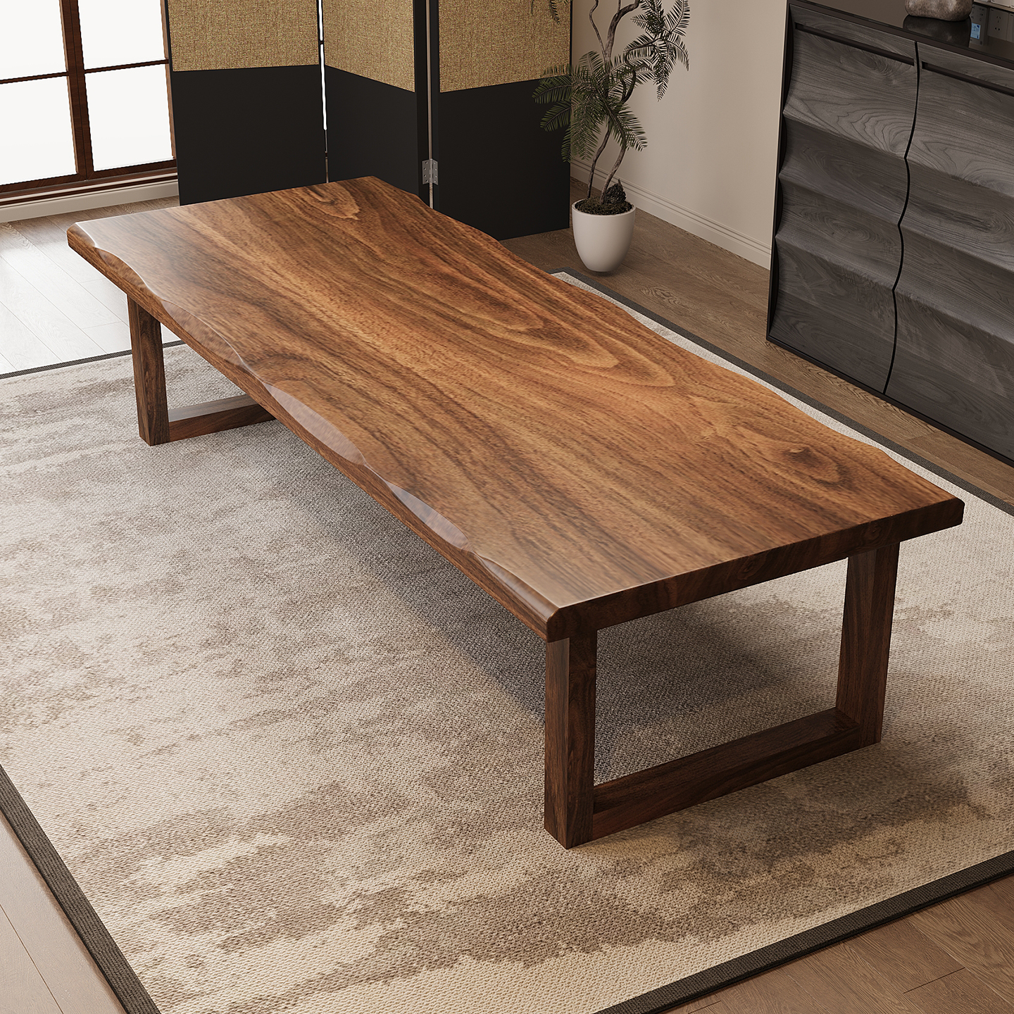 南美胡桃木茶桌书桌一体两用