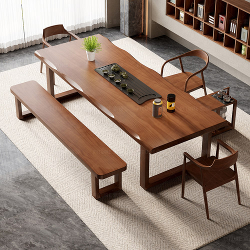 实木大板茶桌椅组合新中式茶台