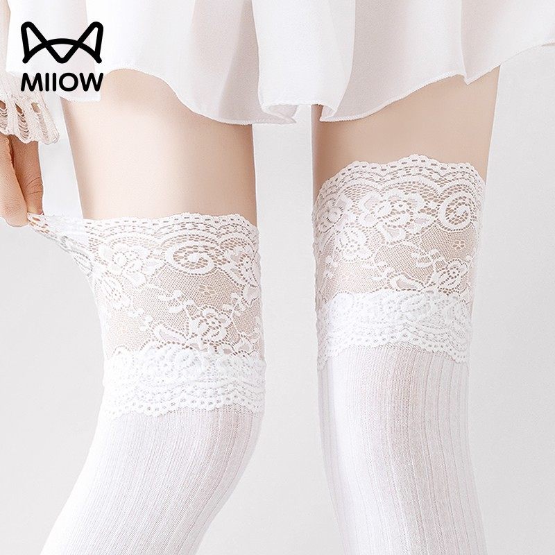 过膝长筒袜子女春秋蕾丝拼接高筒靴袜大腿防滑纯欲白色堆堆袜,女士内衣/男士内衣/家居服,长筒袜,淘宝优惠券,粉丝福利购,淘宝优惠卷