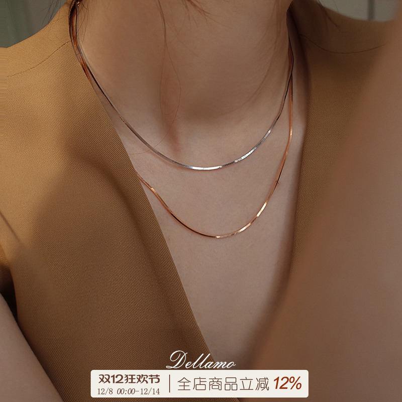 dellamo纯银蛇骨链项链