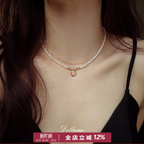 欧泊天然珍珠项链小众高级感