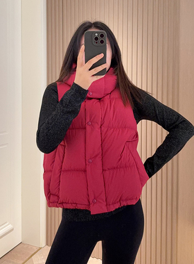 2025冬新款90白鸭绒羽绒服女马甲外穿小个子显瘦短款背心连帽外套