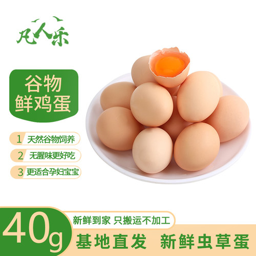 凡人乐40g 鲜鸡蛋新鲜农家散养谷物蛋柴鸡蛋笨鸡蛋草鸡蛋月子蛋